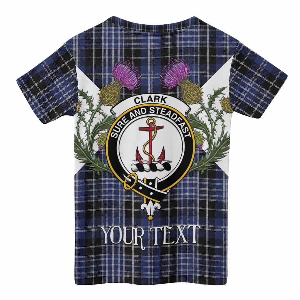 Clark (Clarke) Tartan Family Crest Kid T-shirt Scottish Burns Night Thistle Floral