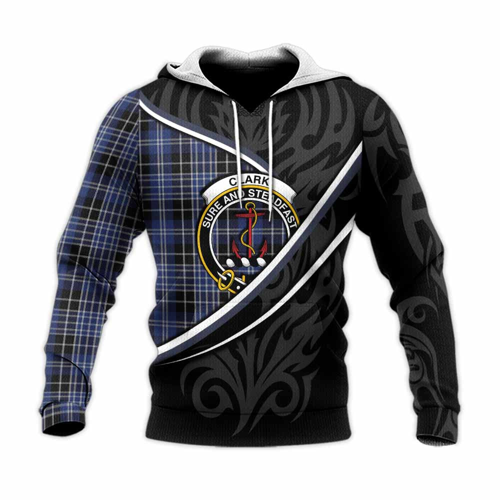 Clark (Clarke) Tartan Family Crest Knitted Hoodie Celtic Scottish Thistle Floral - Tartan Vibes Clothing