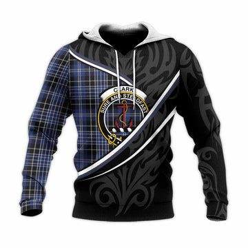 Clark (Clarke) Tartan Family Crest Knitted Hoodie Celtic Scottish Thistle Floral