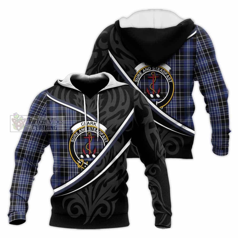 Clark (Clarke) Tartan Family Crest Knitted Hoodie Celtic Scottish Thistle Floral - Tartan Vibes Clothing