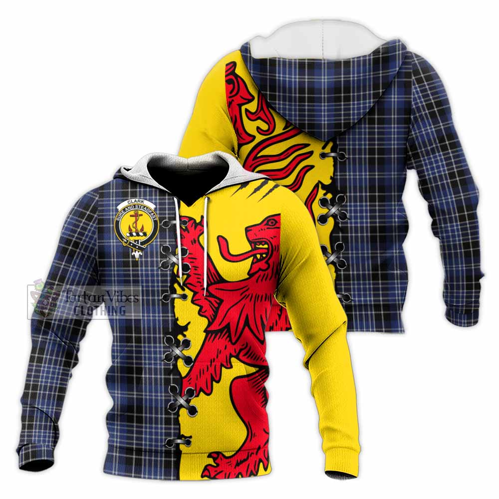 Clark (Clarke) Tartan Family Crest Knitted Hoodie Lion Rampant Honor - Tartan Vibes Clothing