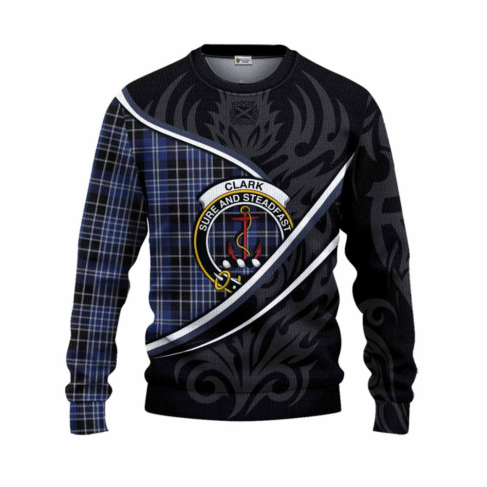 Clark (Clarke) Tartan Family Crest Knitted Sweater Celtic Scottish Thistle Floral - Tartan Vibes Clothing
