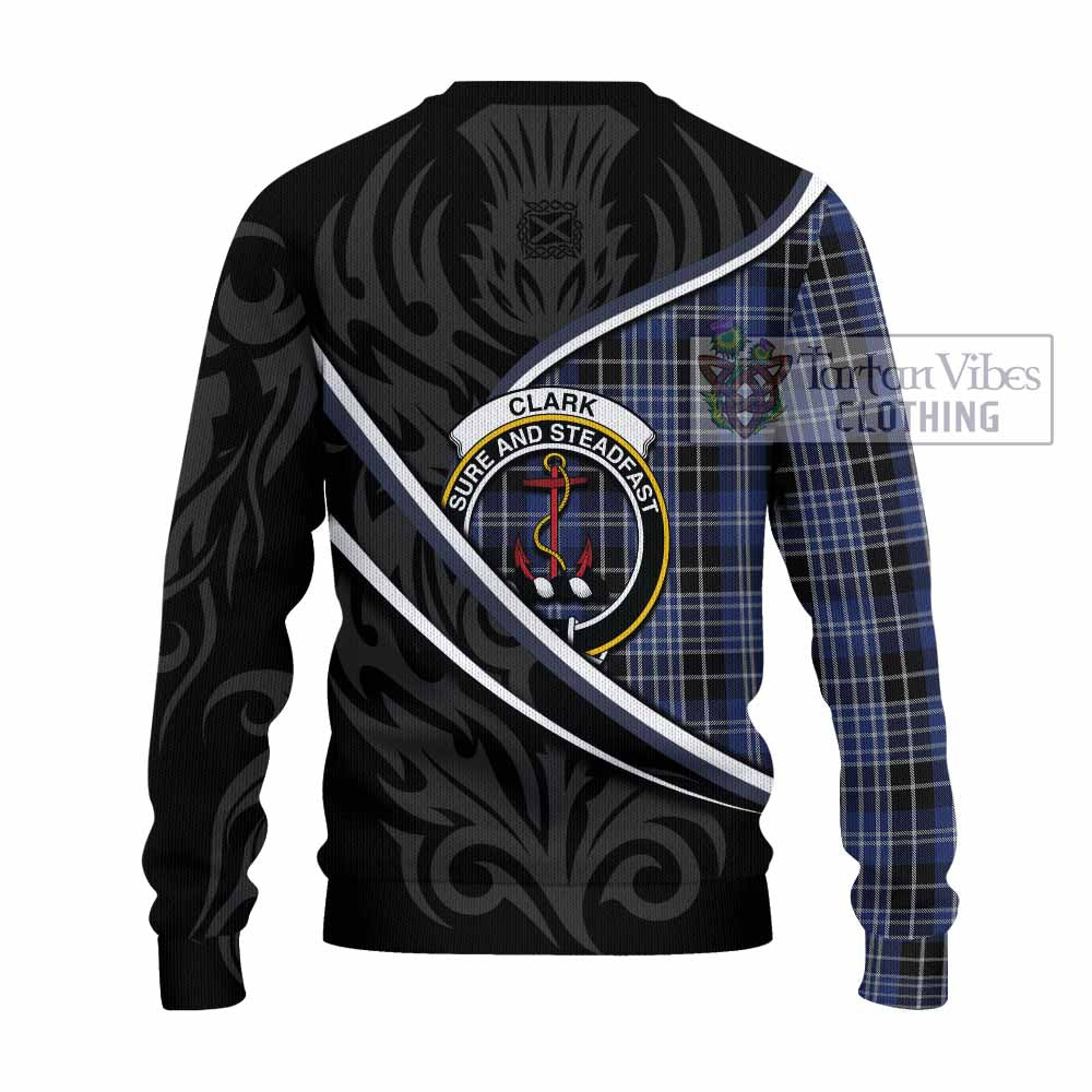 Clark (Clarke) Tartan Family Crest Knitted Sweater Celtic Scottish Thistle Floral - Tartan Vibes Clothing