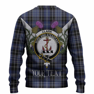 Clark (Clarke) Tartan Family Crest Knitted Sweater Scottish Burns Night Thistle Floral