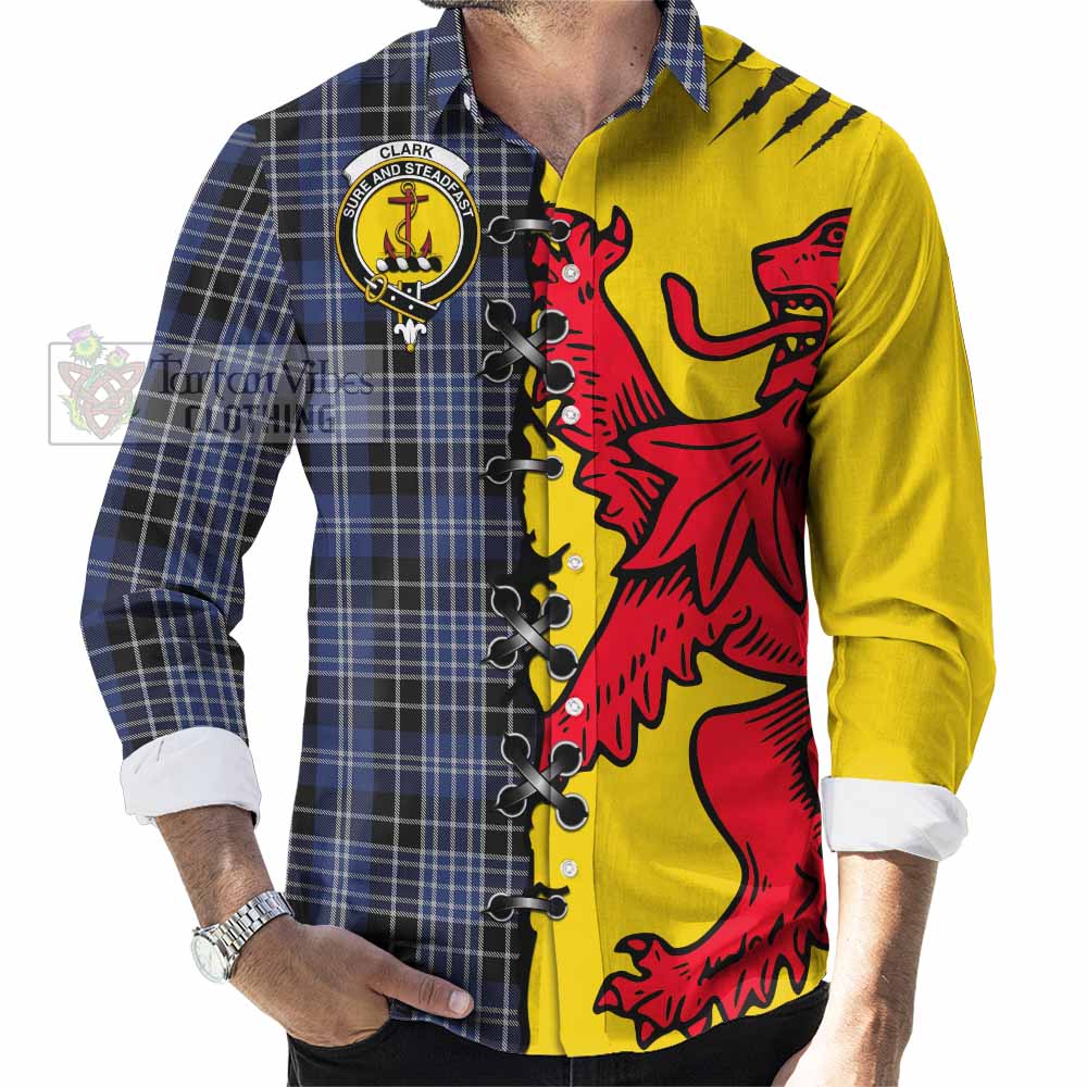 Clark (Clarke) Tartan Family Crest Long Sleeve Button Shirts Lion Rampant Honor - Tartan Vibes Clothing