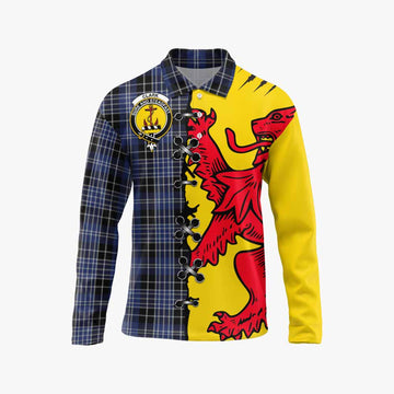 Clark (Clarke) Tartan Family Crest Long Sleeve Polo Shirt Lion Rampant Honor - Tartan Vibes Clothing