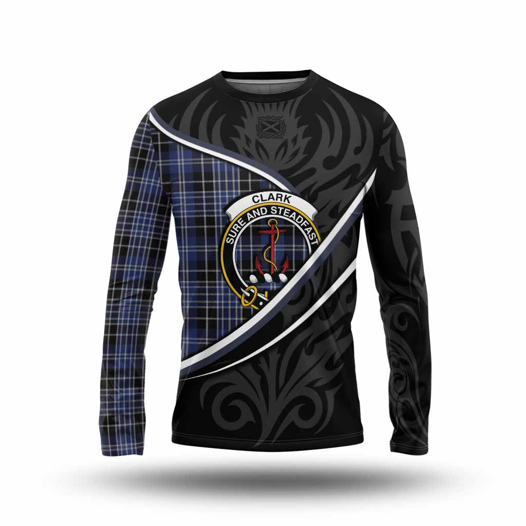 Clark (Clarke) Tartan Family Crest Long Sleeve T-Shirt Celtic Scottish Thistle Floral - Tartan Vibes Clothing