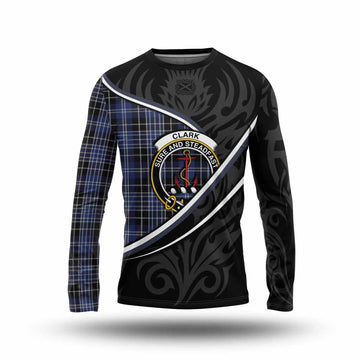 Clark (Clarke) Tartan Family Crest Long Sleeve T-Shirt Celtic Scottish Thistle Floral - Tartan Vibes Clothing
