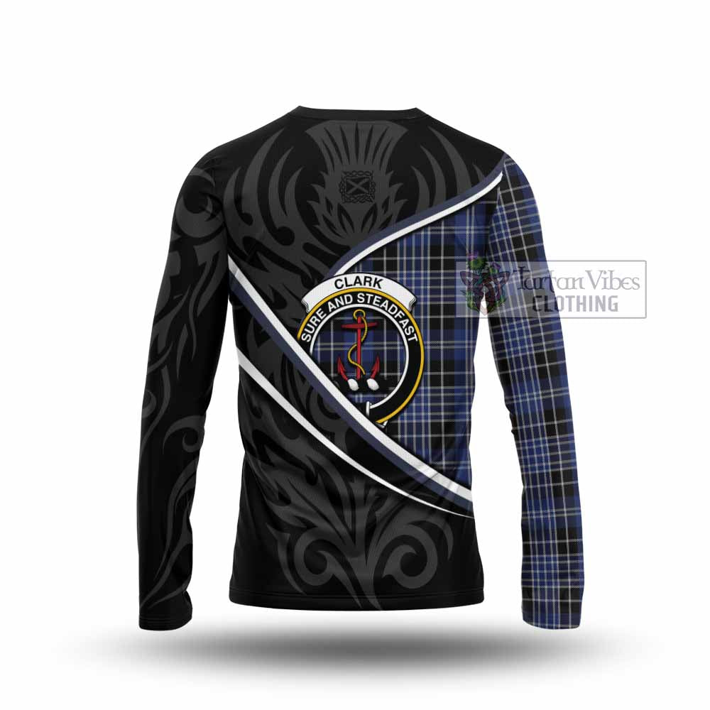 Clark (Clarke) Tartan Family Crest Long Sleeve T-Shirt Celtic Scottish Thistle Floral - Tartan Vibes Clothing