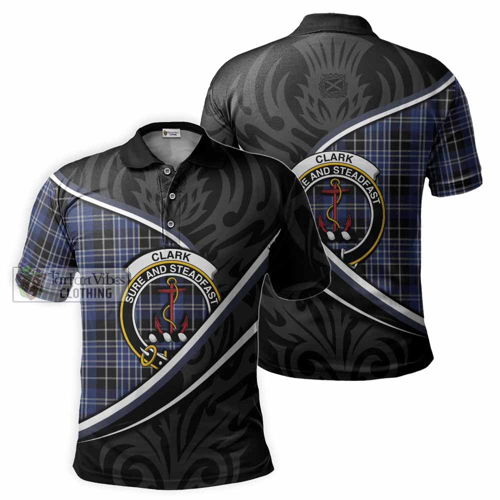 Clark (Clarke) Tartan Family Crest Polo Shirt Celtic Scottish Thistle Floral - Tartan Vibes Clothing