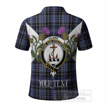 Clark (Clarke) Tartan Family Crest Polo Shirt Scottish Burns Night Thistle Floral