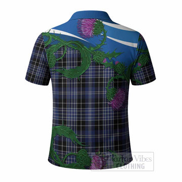 Clark (Clarke) Tartan Family Crest Polo Shirt Thistle in Minimalism