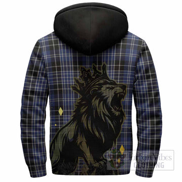 Clark (Clarke) Tartan Family Crest Sherpa Hoodie Crowned Lion Roaring