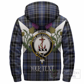 Clark (Clarke) Tartan Family Crest Sherpa Hoodie Scottish Burns Night Thistle Floral