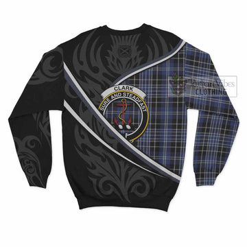 Clark (Clarke) Tartan Family Crest Sweatshirt Celtic Scottish Thistle Floral