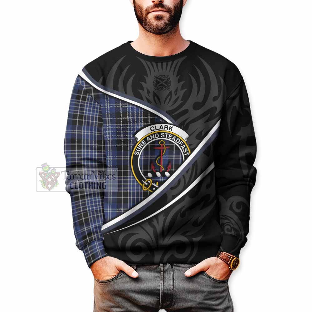 Clark (Clarke) Tartan Family Crest Sweatshirt Celtic Scottish Thistle Floral - Tartan Vibes Clothing