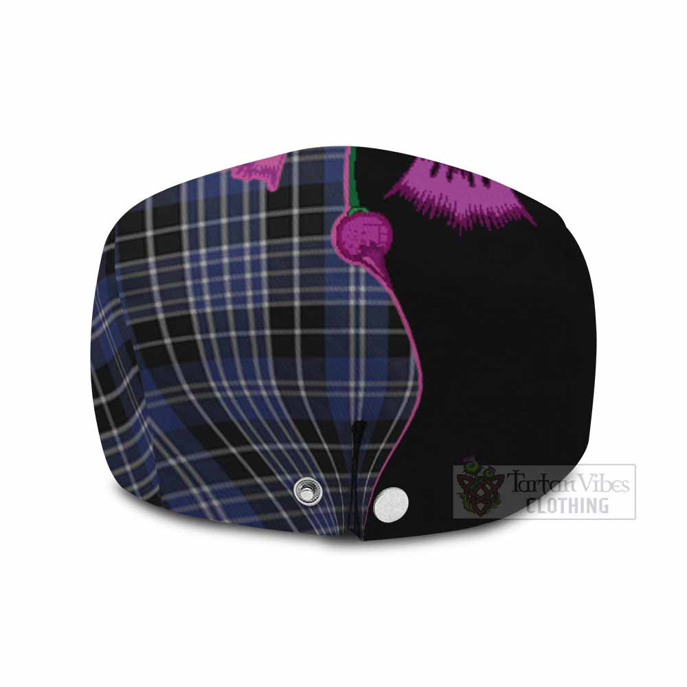 Clark (Clarke) Tartan Flat Cap, Jeff Cap Traditional Scottish Thistle