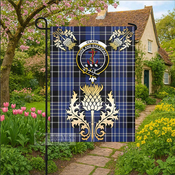 Clark (Clarke) Tartan Garden Flag with Golden Regal Scottish Thistle Emblem