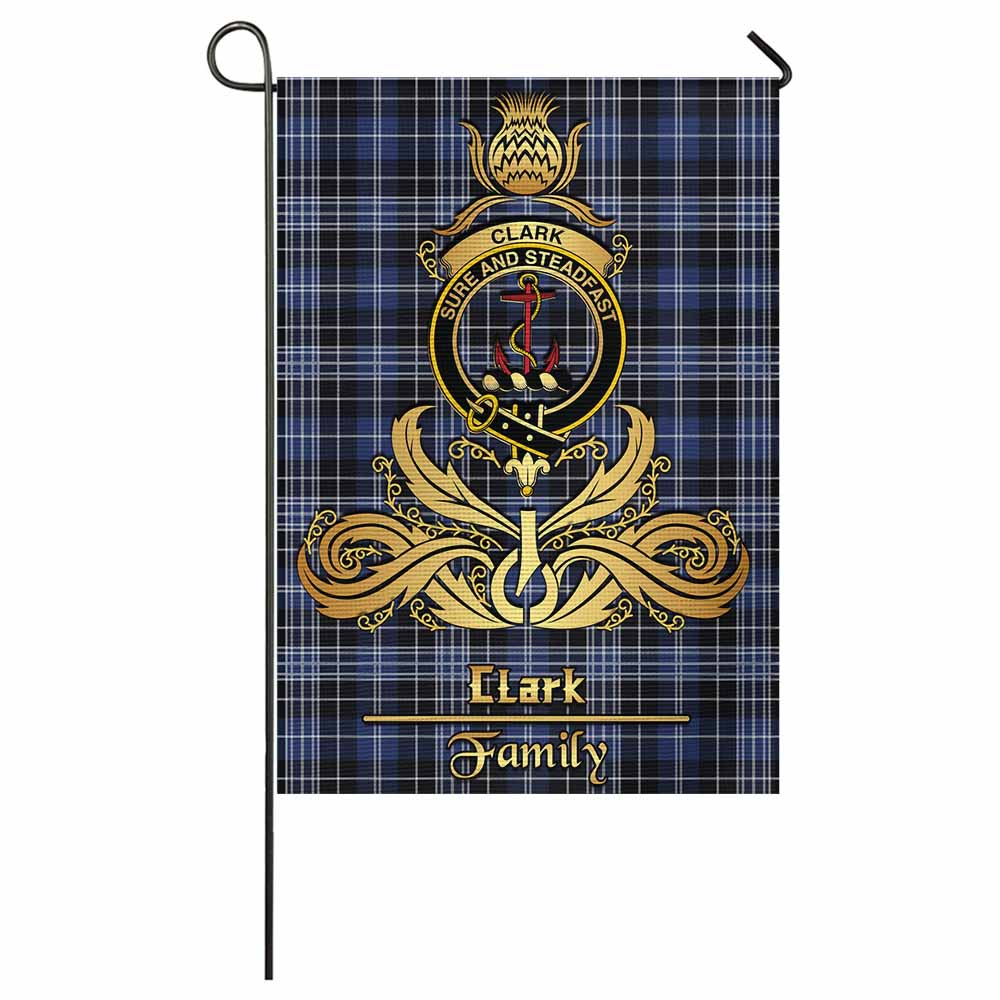 Clark (Clarke) Tartan Garden Flag with Highland Thistle Cherish Family Crest Style - Tartan Vibes Clothing