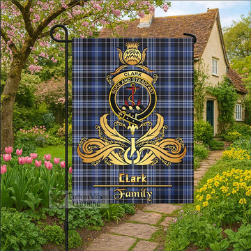 Clark (Clarke) Tartan Garden Flag with Highland Thistle Cherish Family Crest Style