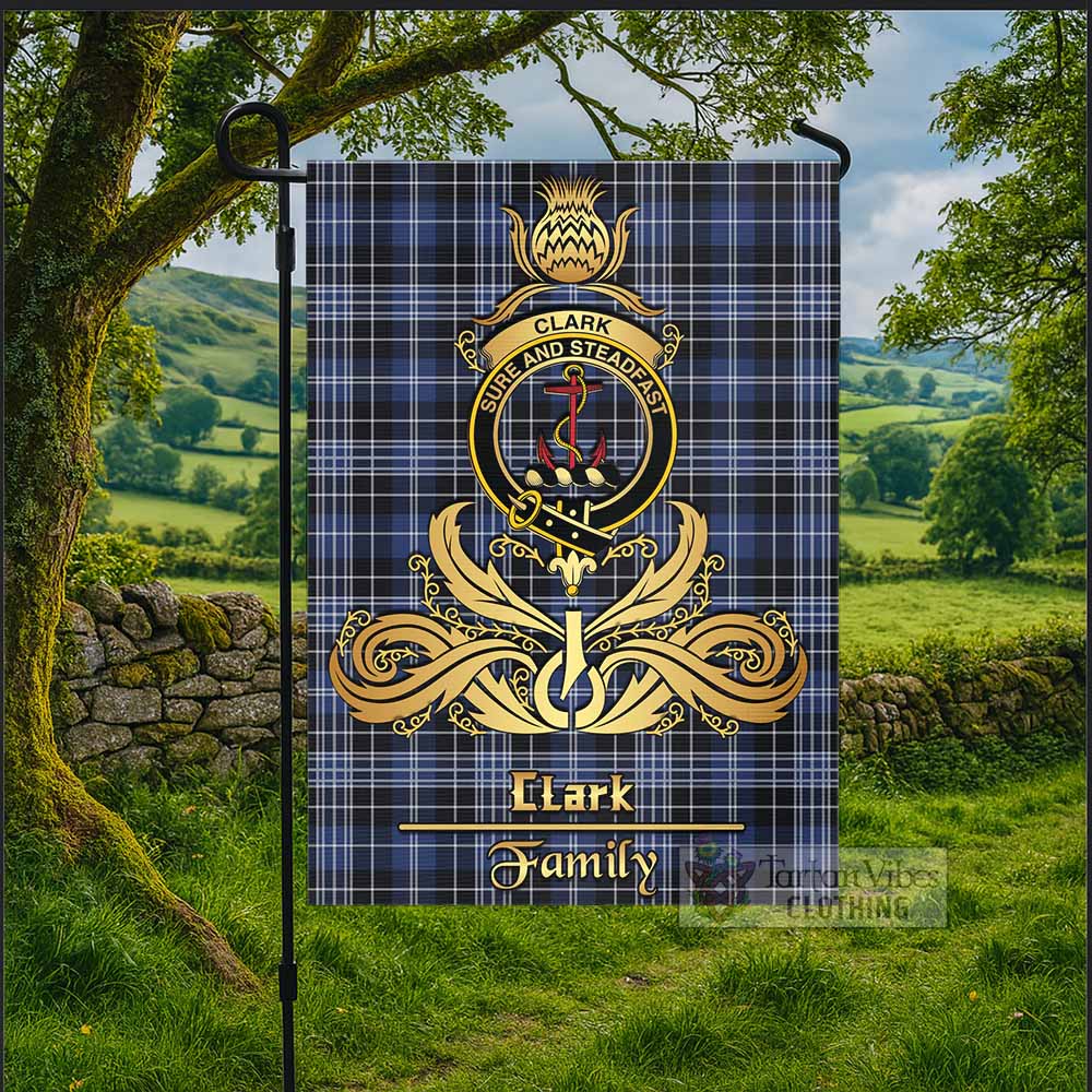 Clark (Clarke) Tartan Garden Flag with Highland Thistle Cherish Family Crest Style - Tartan Vibes Clothing