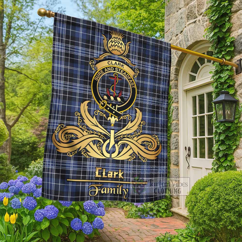 Clark (Clarke) Tartan Garden Flag with Highland Thistle Cherish Family Crest Style - Tartan Vibes Clothing