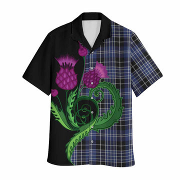 Clark (Clarke) Tartan Hawaiian Shirt Traditional Scottish Thistle
