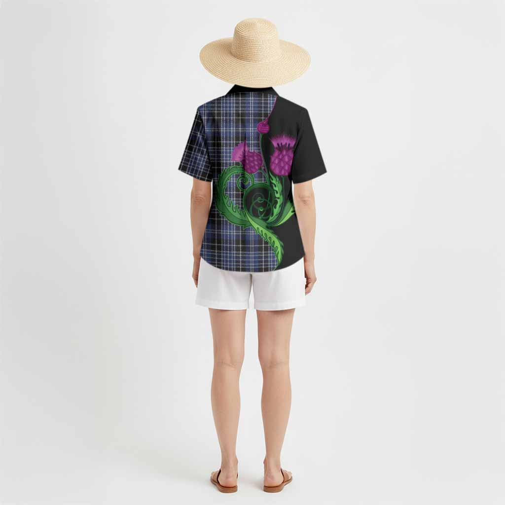 Clark (Clarke) Tartan Hawaiian Shirt Traditional Scottish Thistle