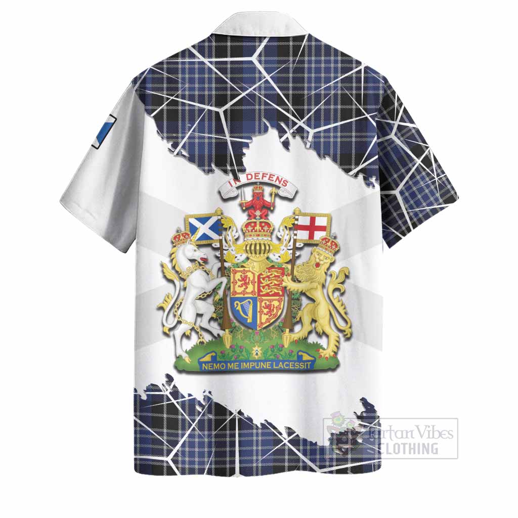 Clark (Clarke) Tartan Hawaiian Shirt with Family Crest and Lion Rampant Grunge Style