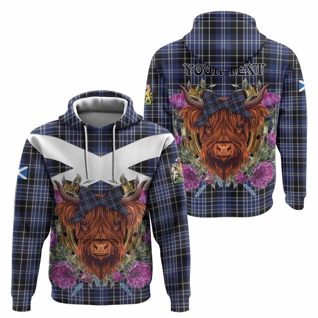 Clark (Clarke) Tartan Hoodie Scottish Thistle Heilan Coo