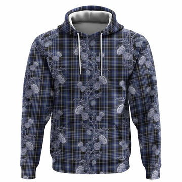 Clark (Clarke) Tartan Hoodie Seamless Scottish Thistle Flowers