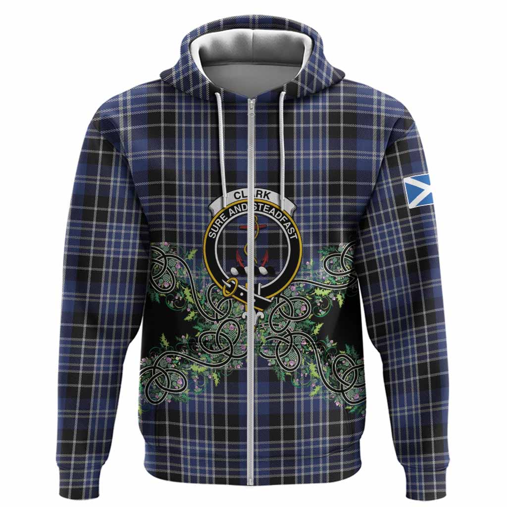 Clark (Clarke) Tartan Hoodie Thistle Scottish Spirit