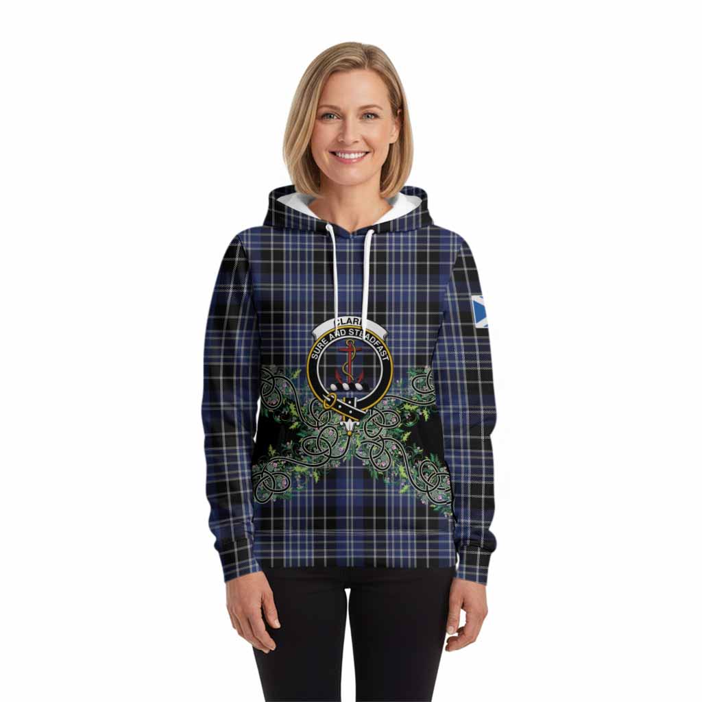 Clark (Clarke) Tartan Hoodie Thistle Scottish Spirit