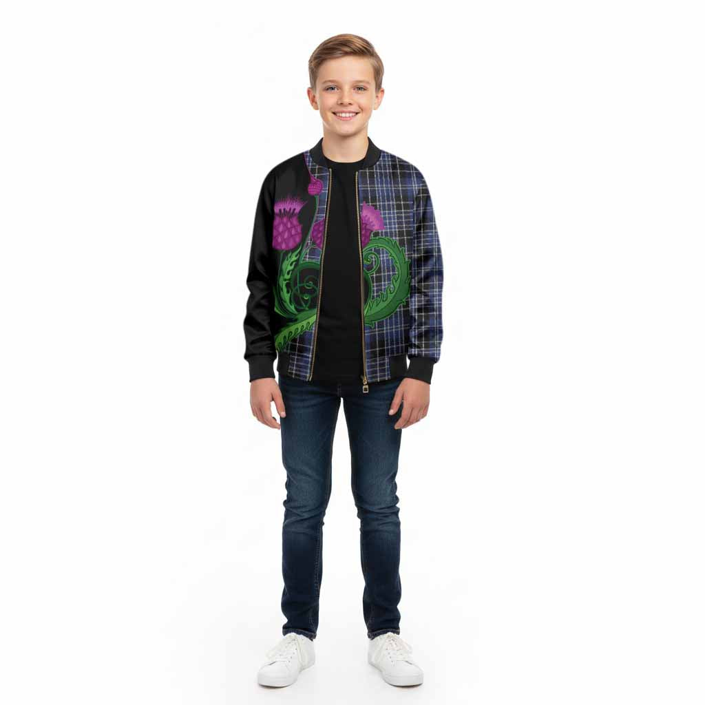 Clark (Clarke) Tartan Kid Bomber Jacket Traditional Scottish Thistle