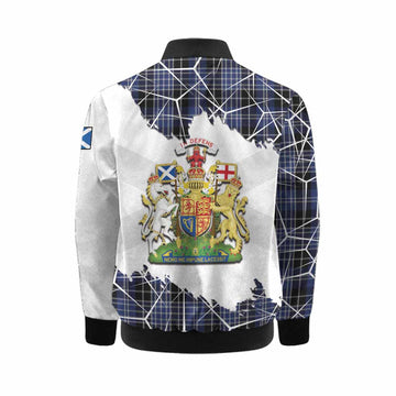 Clark (Clarke) Tartan Kid Bomber Jacket with Family Crest and Lion Rampant Grunge Style