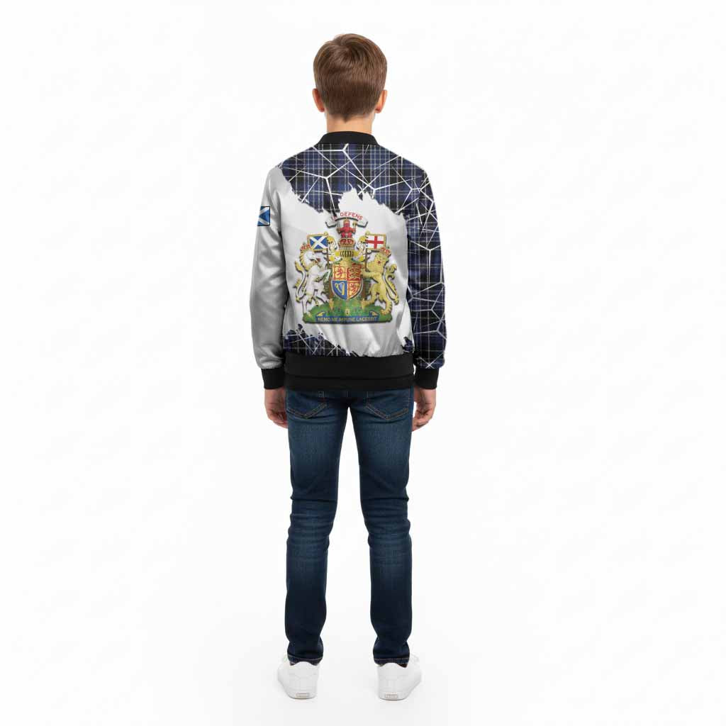 Clark (Clarke) Tartan Kid Bomber Jacket with Family Crest and Lion Rampant Grunge Style