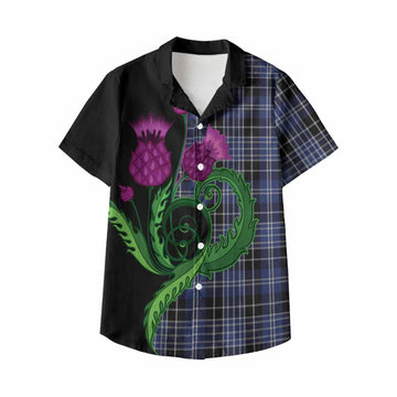 Clark (Clarke) Tartan Kid Hawaiian Shirt Traditional Scottish Thistle