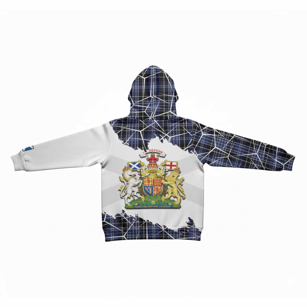 Clark (Clarke) Tartan Kid Hoodie with Family Crest and Lion Rampant Grunge Style