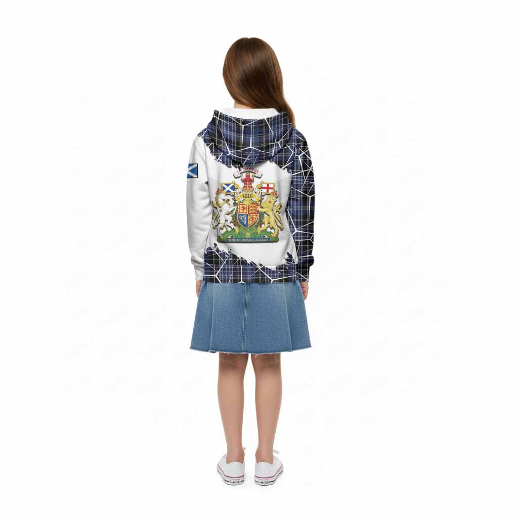 Clark (Clarke) Tartan Kid Hoodie with Family Crest and Lion Rampant Grunge Style