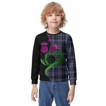 Clark (Clarke) Tartan Kid Knitted Sweatshirt Traditional Scottish Thistle