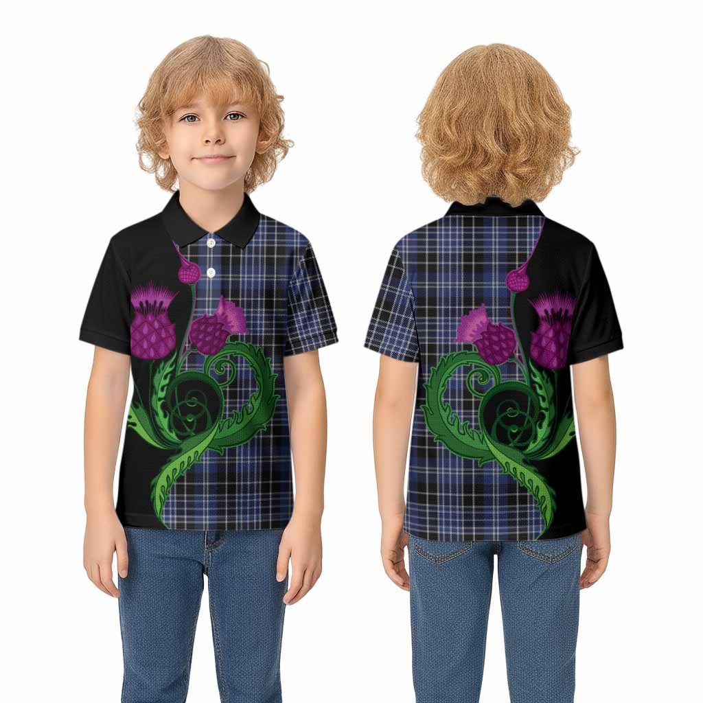 Clark (Clarke) Tartan Kid Polo Shirt Traditional Scottish Thistle