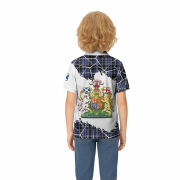 Clark (Clarke) Tartan Kid Polo Shirt with Family Crest and Lion Rampant Grunge Style
