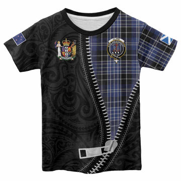 Clark (Clarke) Tartan Kid T-shirt New Zealand Pattern Unique Zipper Stylized