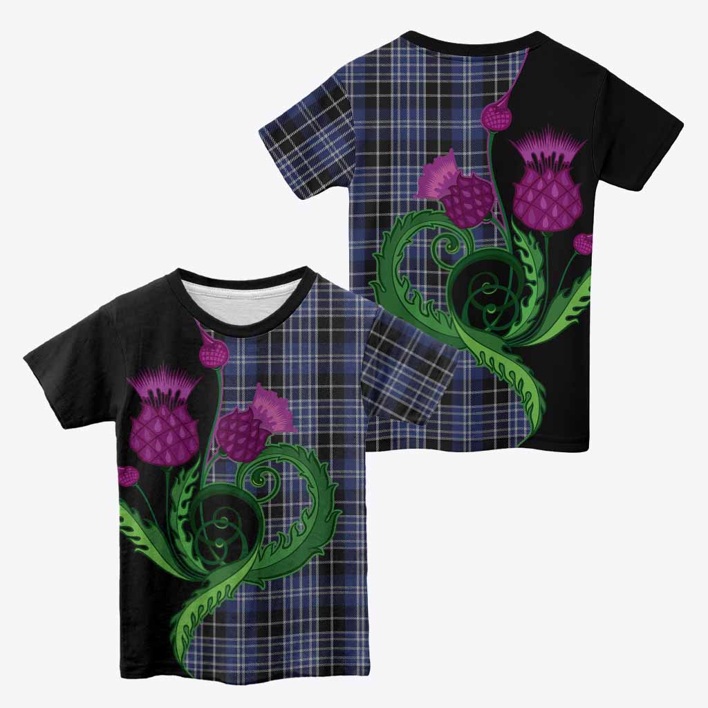 Clark (Clarke) Tartan Kid T-shirt Traditional Scottish Thistle