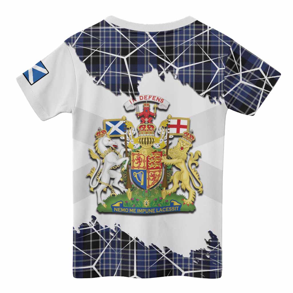 Clark (Clarke) Tartan Kid T-shirt with Family Crest and Lion Rampant Grunge Style