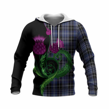 Clark (Clarke) Tartan Knitted Hoodie Traditional Scottish Thistle