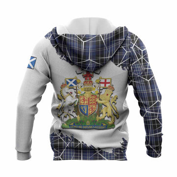 Clark (Clarke) Tartan Knitted Hoodie with Family Crest and Lion Rampant Grunge Style