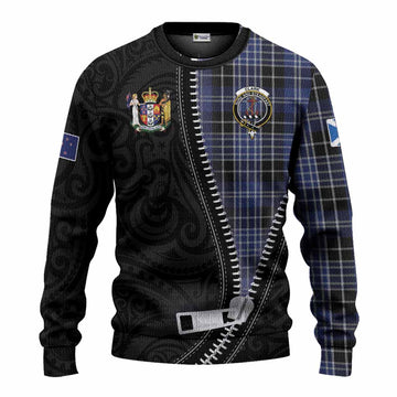 Clark (Clarke) Tartan Knitted Sweater New Zealand Pattern Unique Zipper Stylized