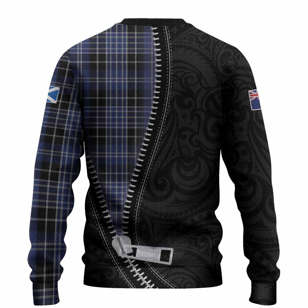 Clark (Clarke) Tartan Knitted Sweater New Zealand Pattern Unique Zipper Stylized