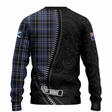 Clark (Clarke) Tartan Knitted Sweater New Zealand Pattern Unique Zipper Stylized
